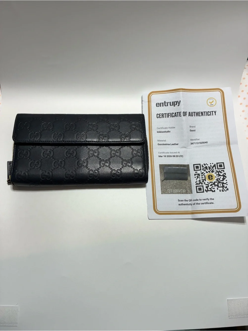 Gucci Black Embossed GG Continental Card Holder Wallet